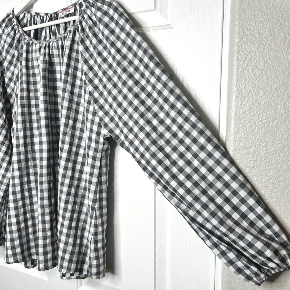 Andree by Unit Gingham Blouse Long Sleeve Checkered Top Casual Size 1X - Picture 2 of 6